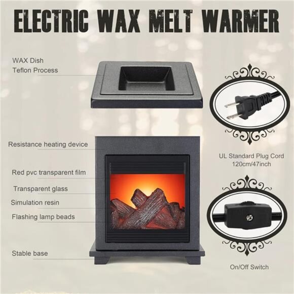 Fireplace Wax Warmer,Electric Wax Melt,Candle Wax Warmer Scented Wax Melts - Picture 5 of 7